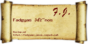 Fadgyas János névjegykártya