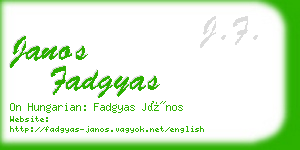 janos fadgyas business card